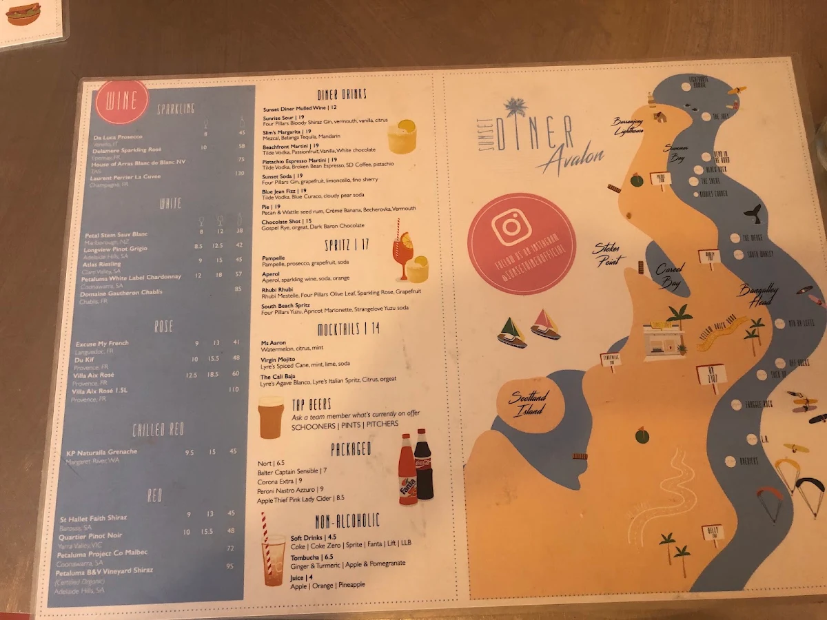 Menu, SUNSET DINER