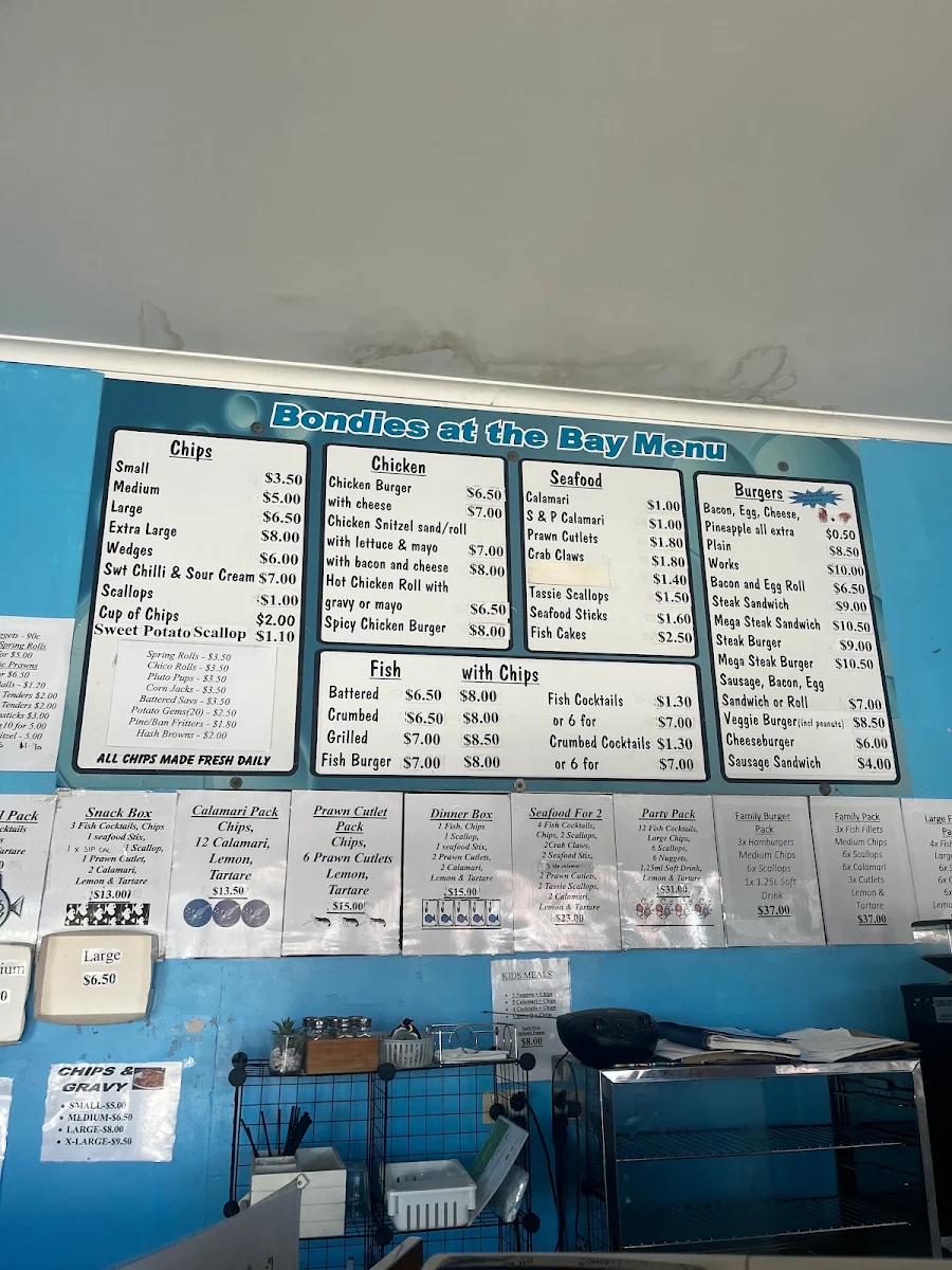 Menu, Bondies at The Bay