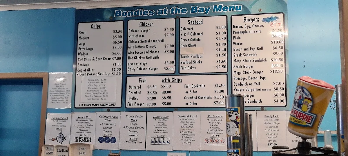 Menu, Bondies at The Bay