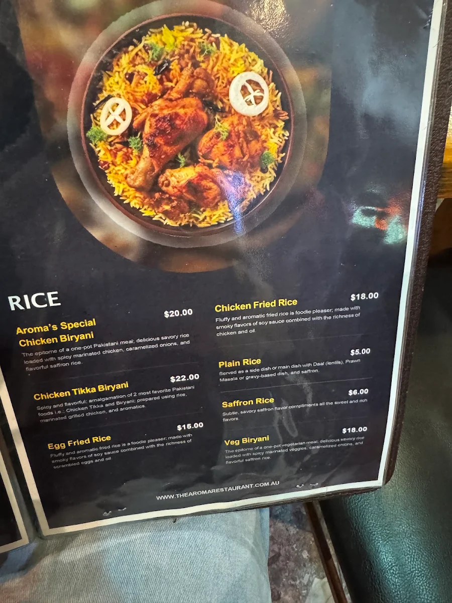 Menu, Aroma Restaurant - The Premium Pakistani Cuisine