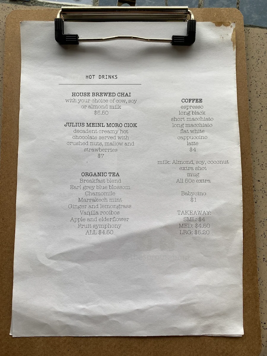 Menu, The Sprout About