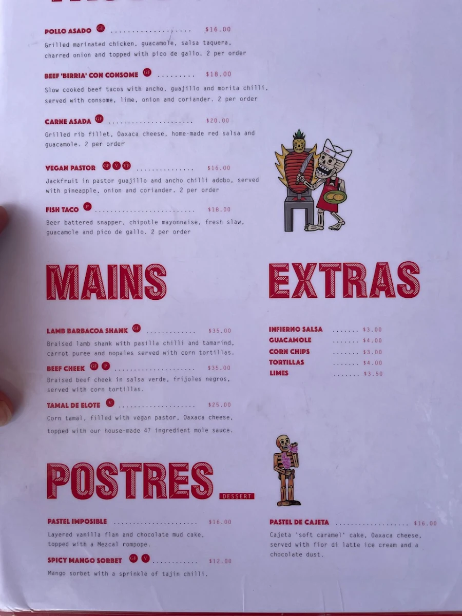 Menu, Cartel del Taco - Hawthorne