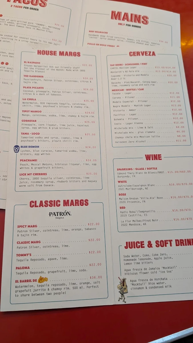 Menu, Cartel del Taco - Hawthorne