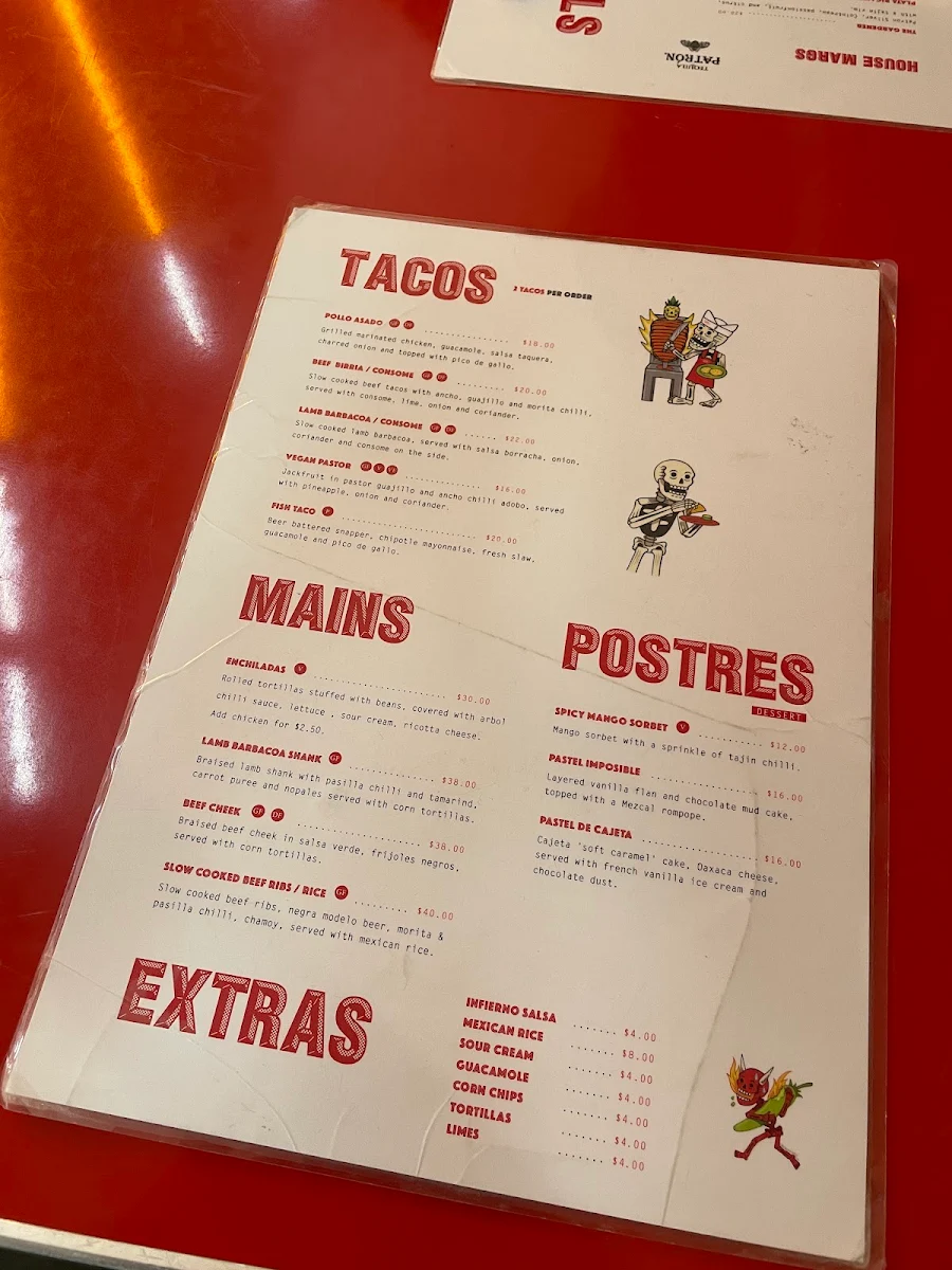 Menu, Cartel del Taco - Hawthorne