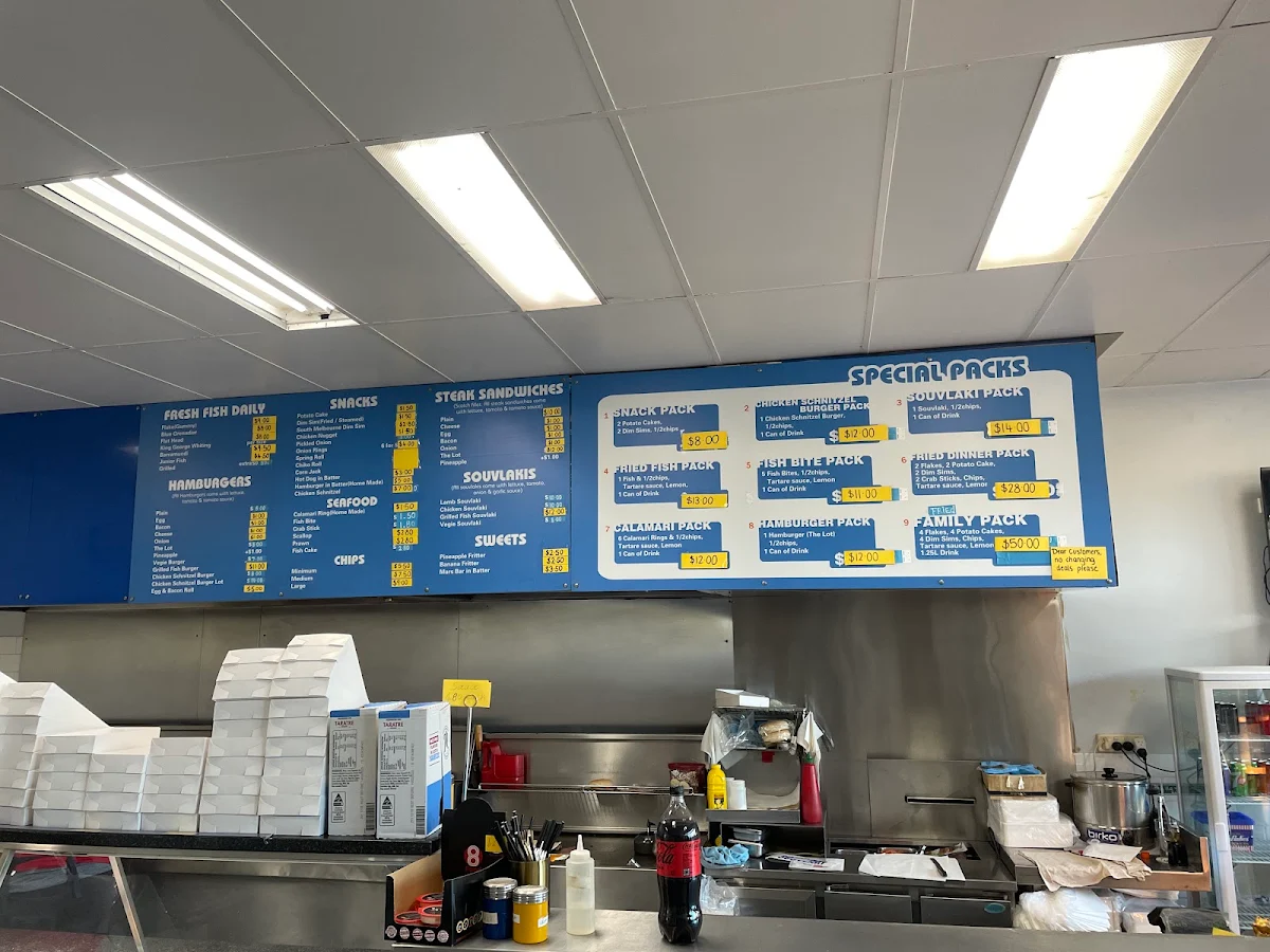 Menu, Lost At Sea Fish & Chips
