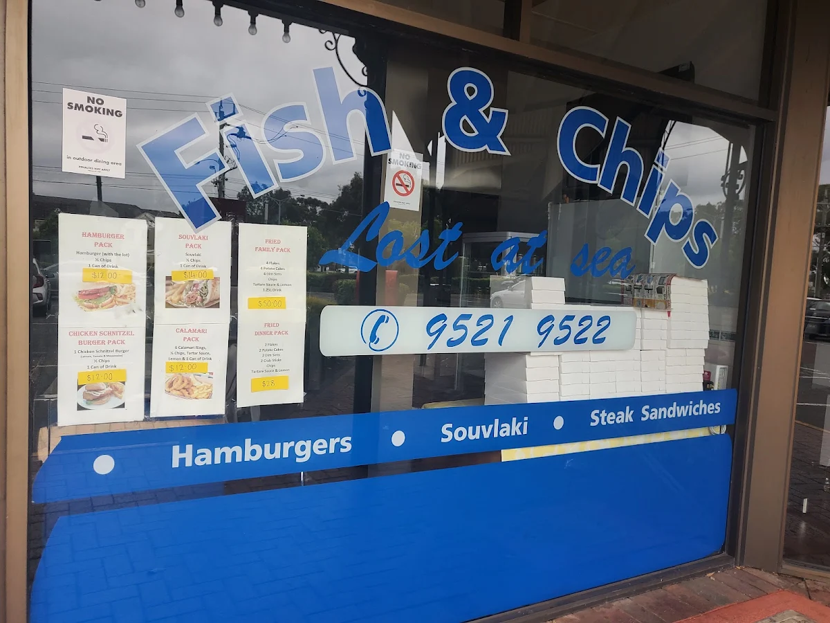 Menu, Lost At Sea Fish & Chips