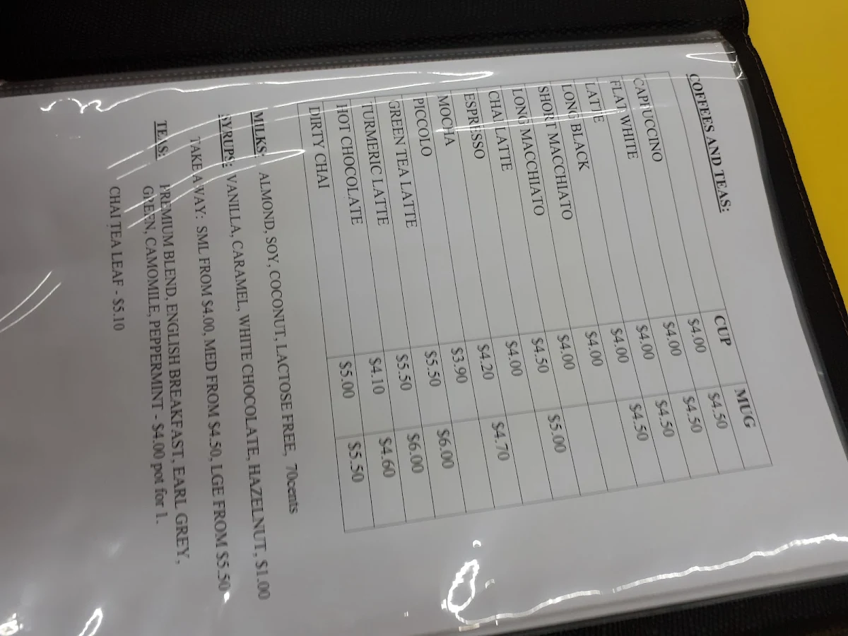 Menu, The Austral Cafe And Bakery