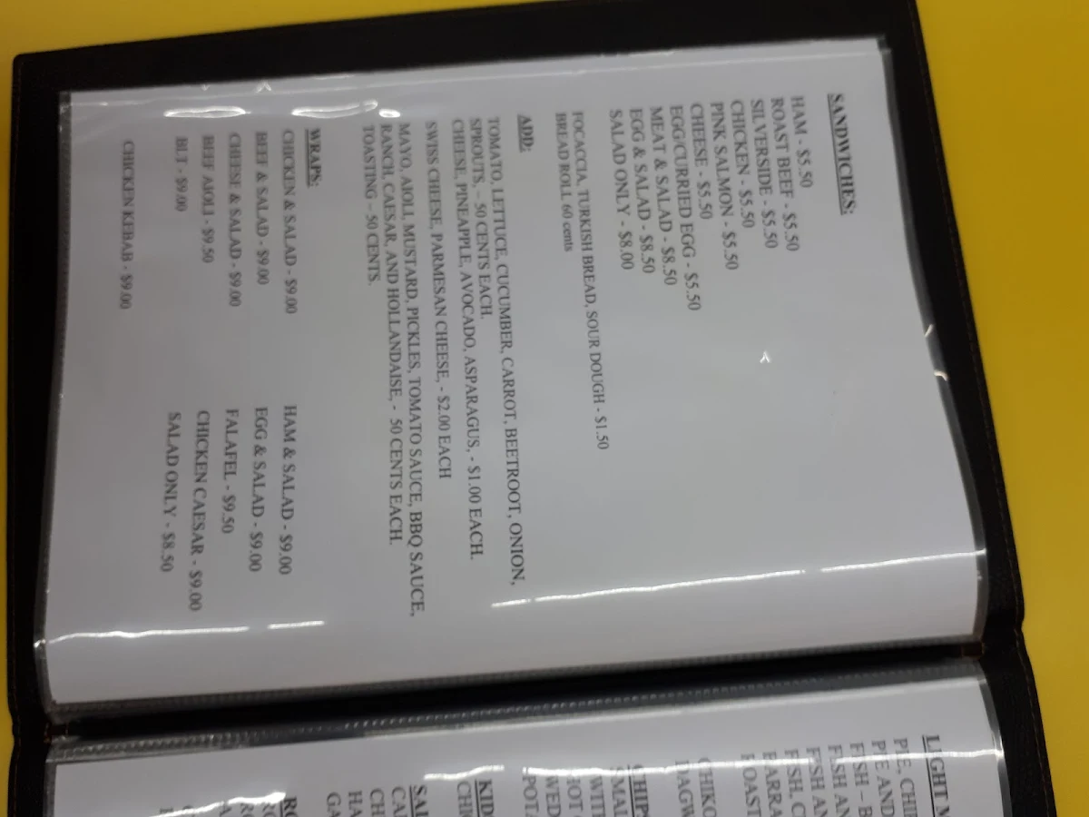 Menu, The Austral Cafe And Bakery