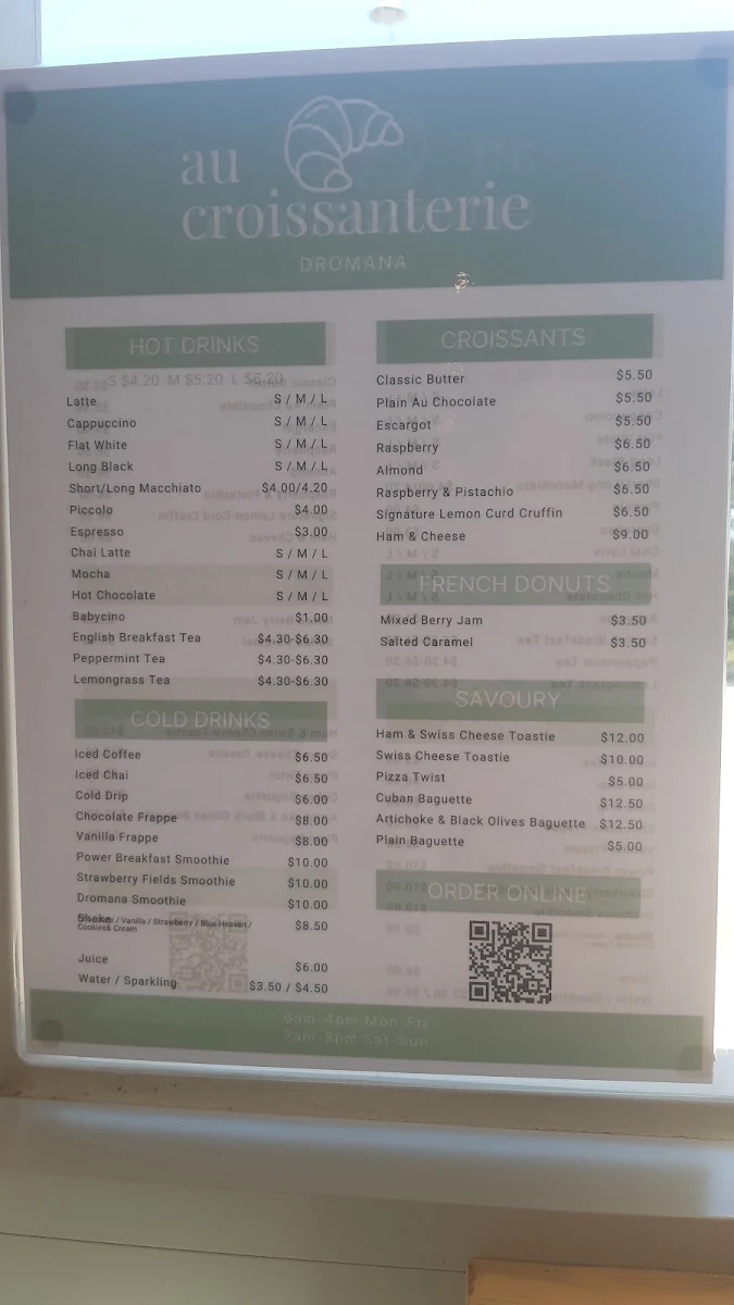Menu, Au Croissanterie