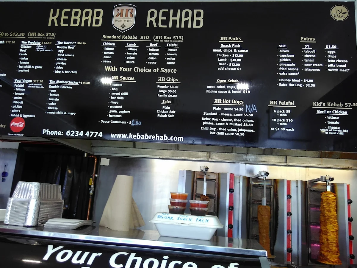 Menu, Kebab Rehab