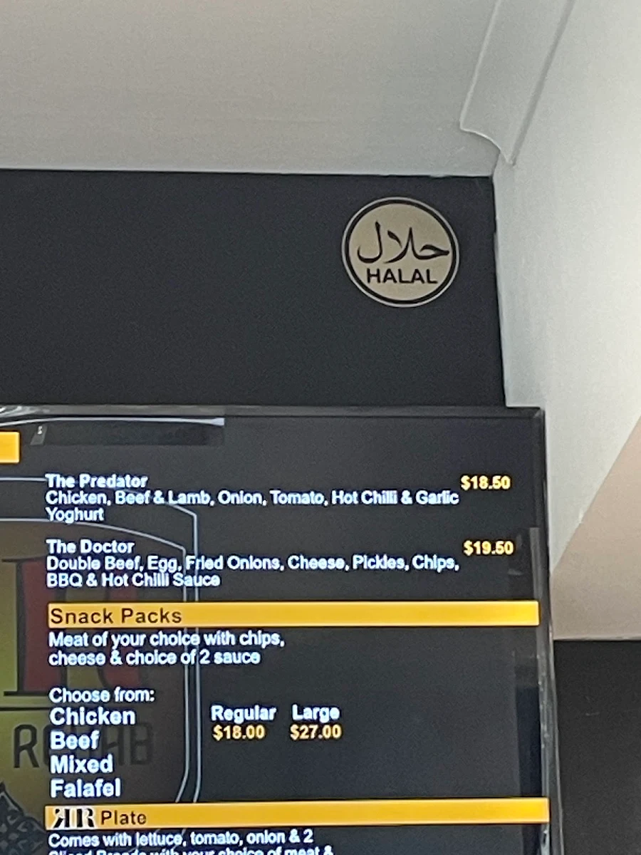 Menu, Kebab Rehab