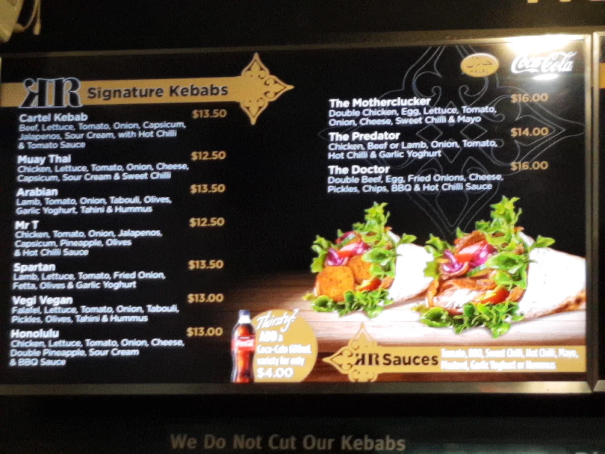 Menu, Kebab Rehab