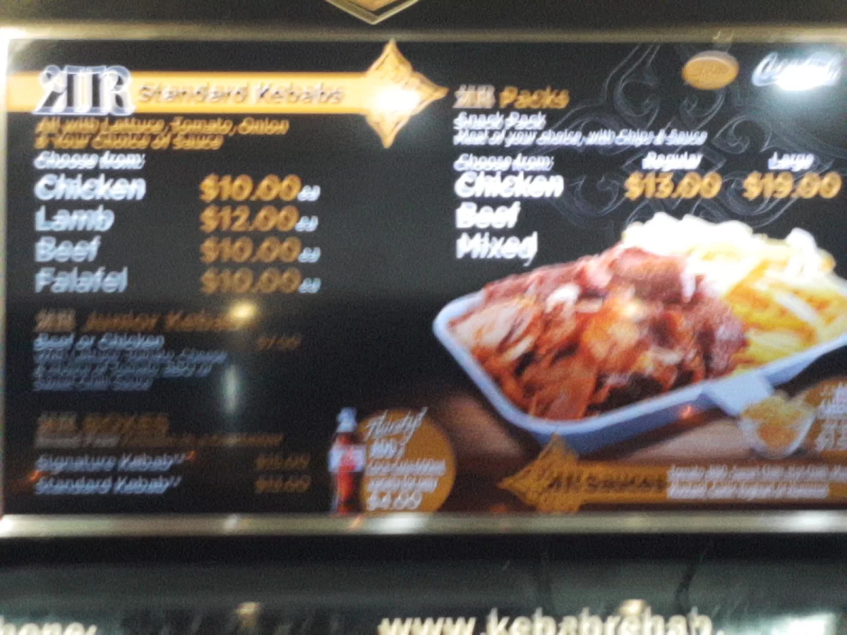Menu, Kebab Rehab