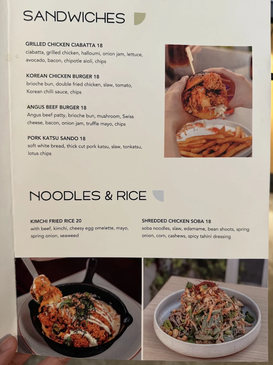 Menu, Atlas West Perth