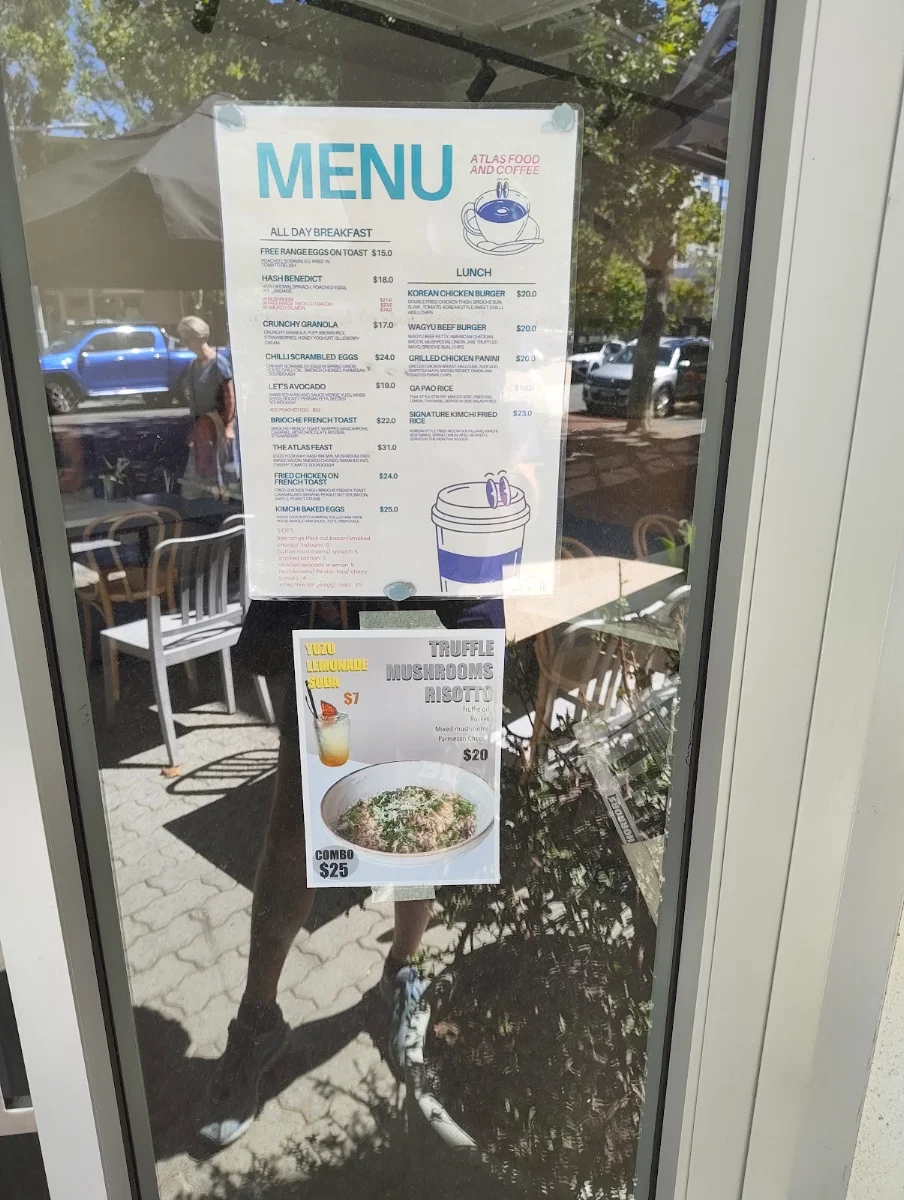 Menu, Atlas West Perth