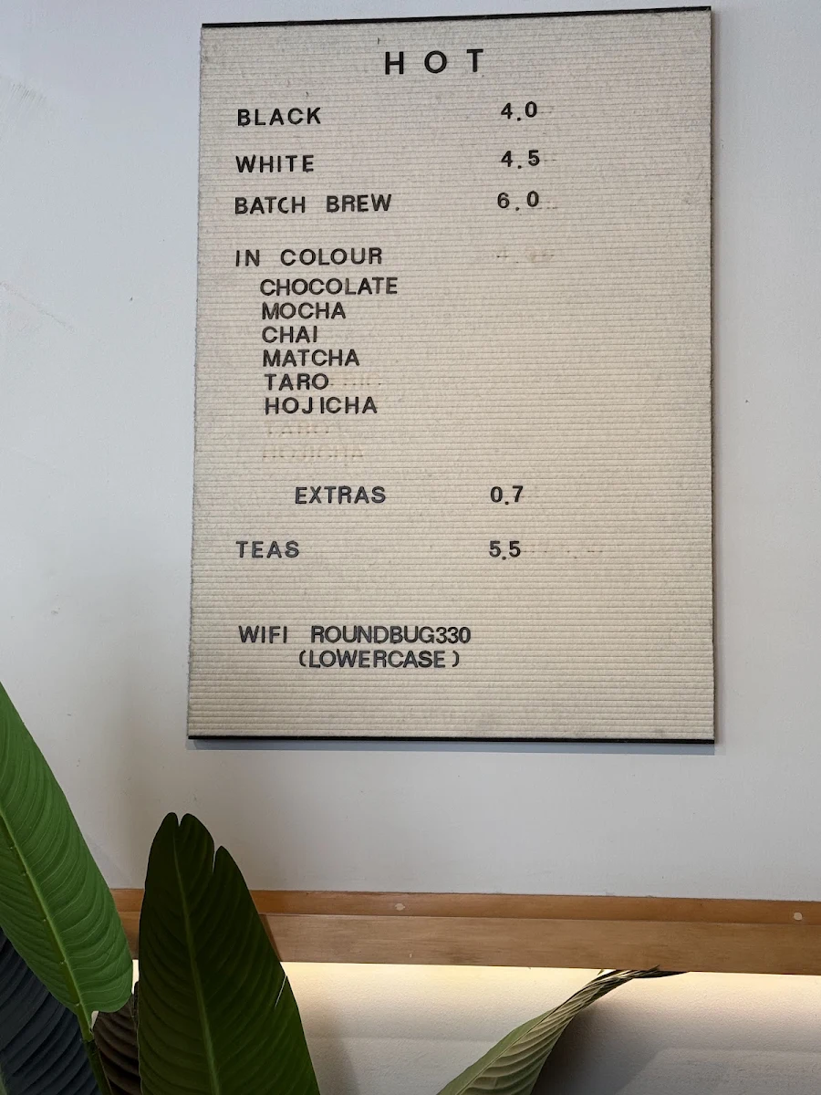 Menu, Atlas West Perth