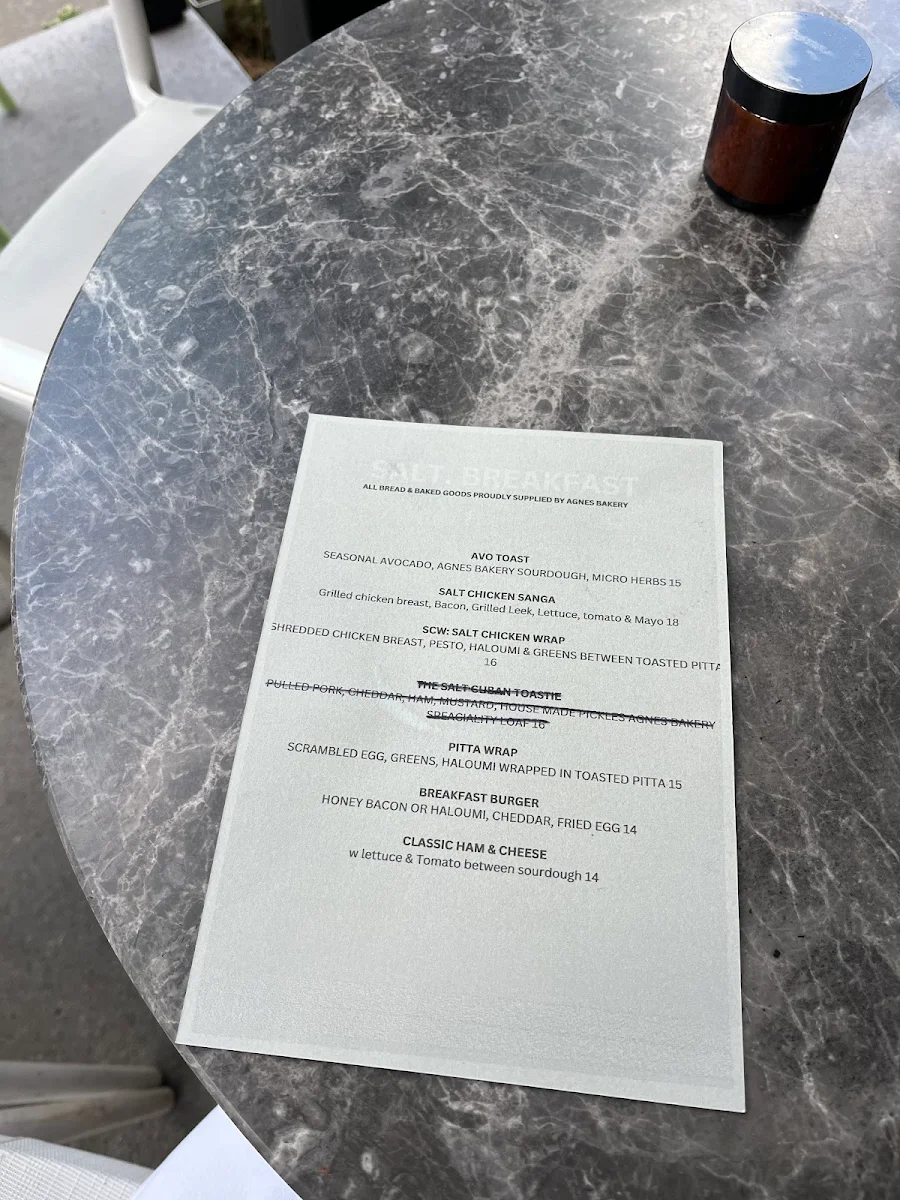 Menu, Salt Coffee Roasters