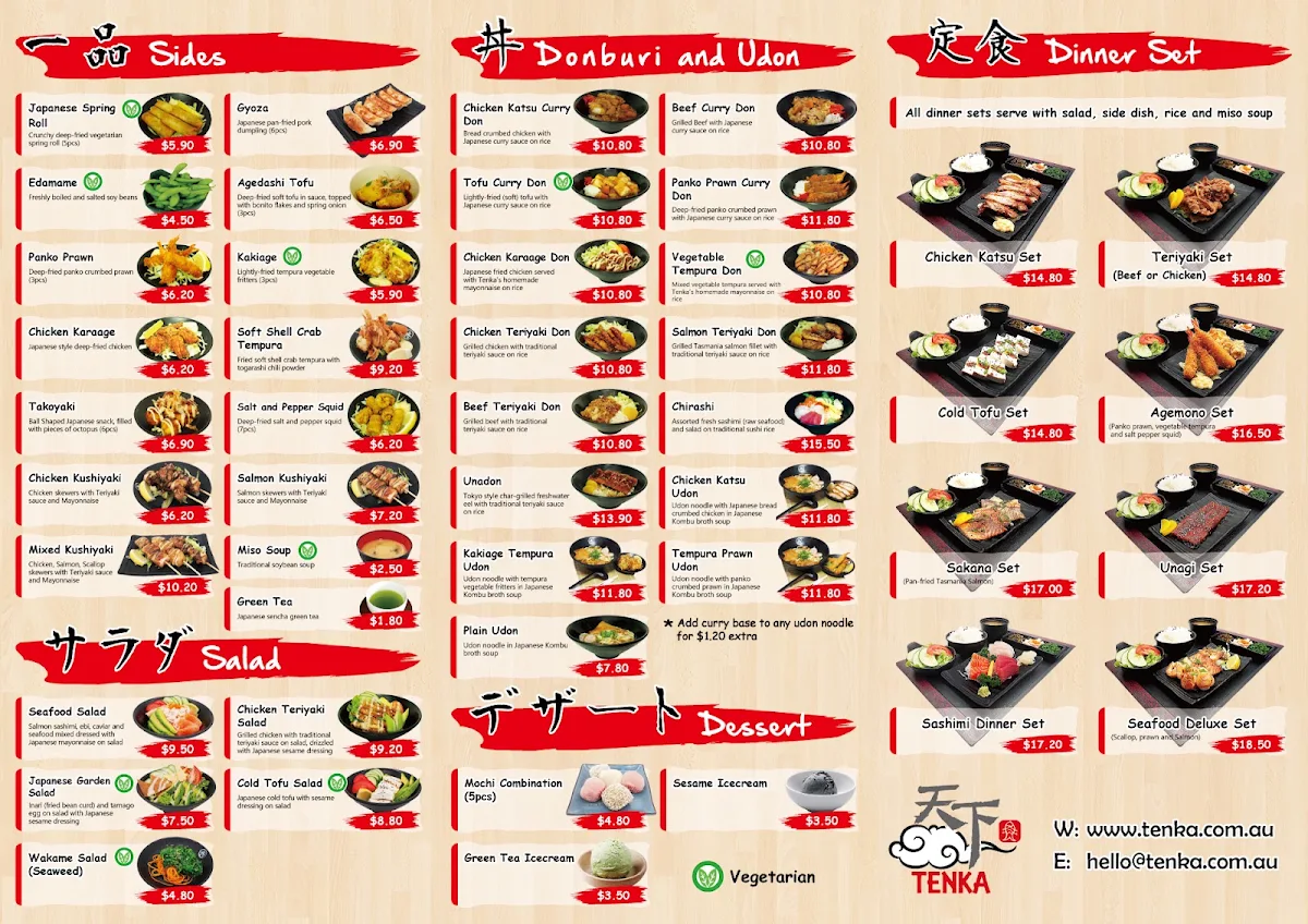 Menu, Tenka Sushi Bar & Dining