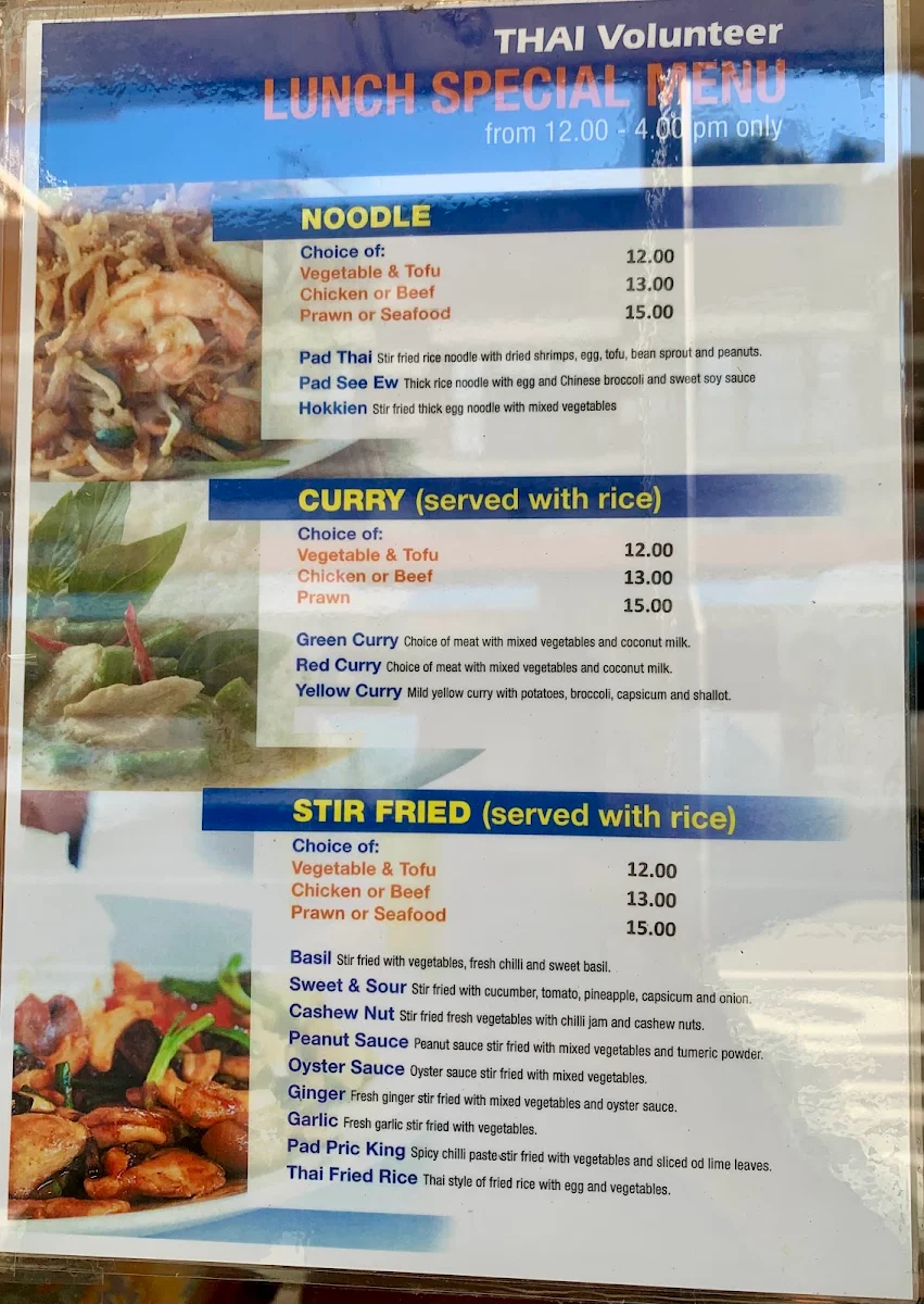 Menu, Thai Volunteer