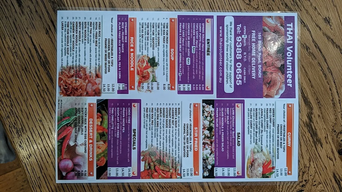Menu, Thai Volunteer
