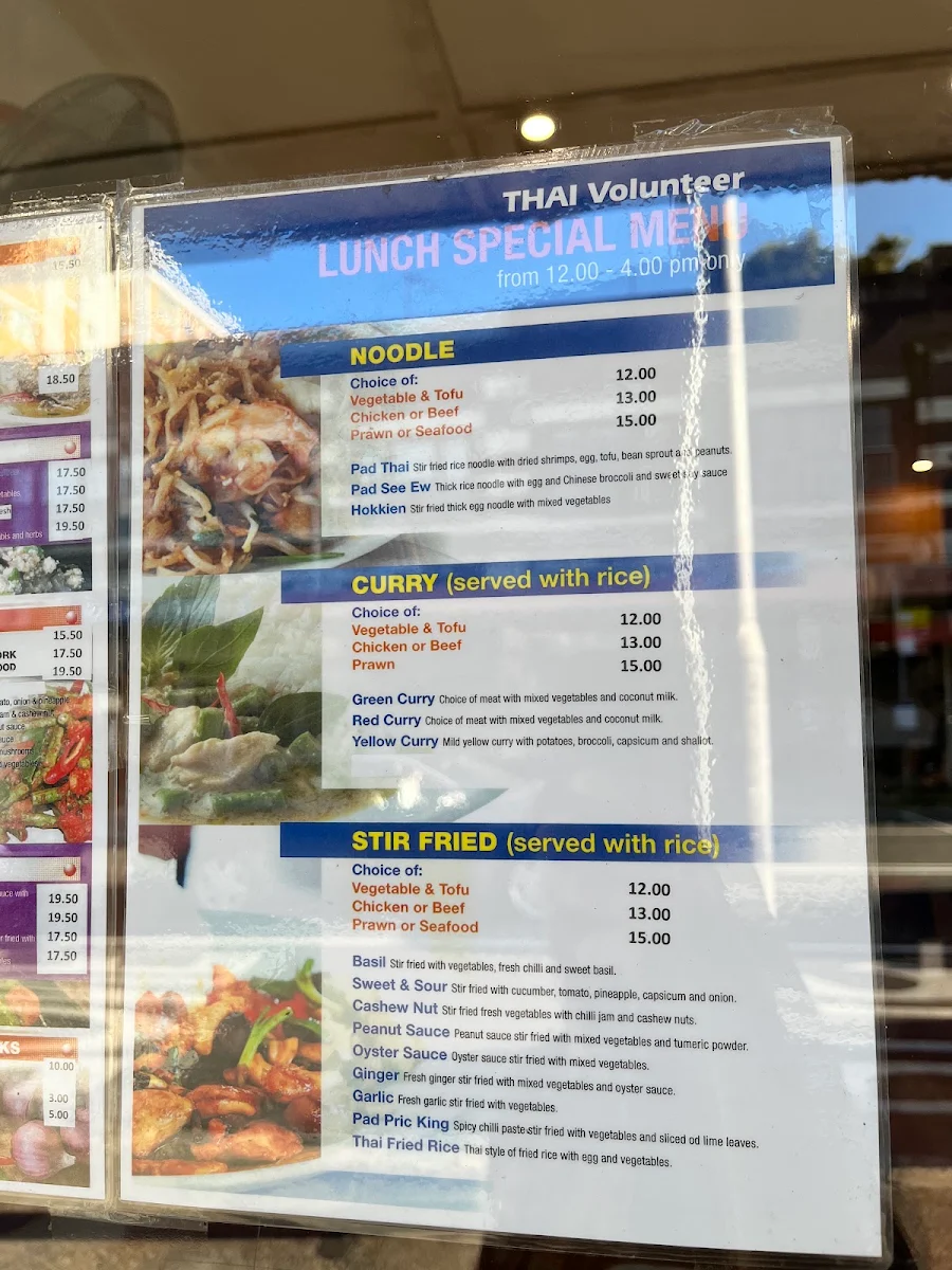 Menu, Thai Volunteer