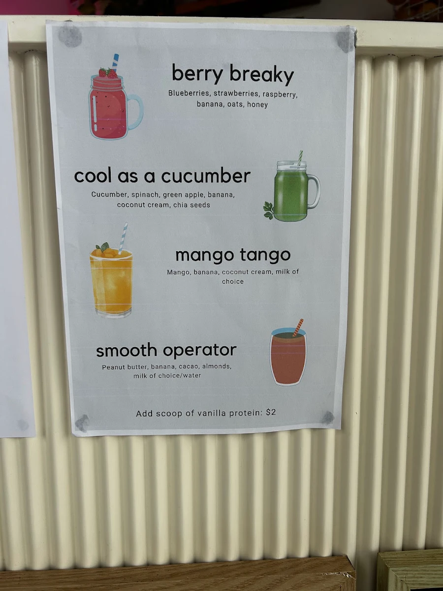 Menu, Morgan's Coffee House