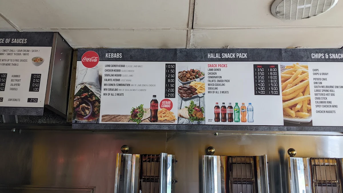 Menu, Bairnsdale Doner Kebabs