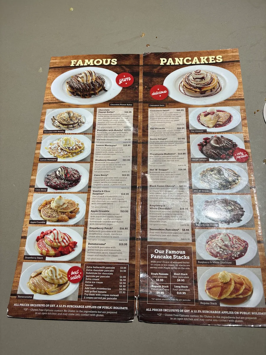 Menu, Pancakes on the Rocks Beverly Hills