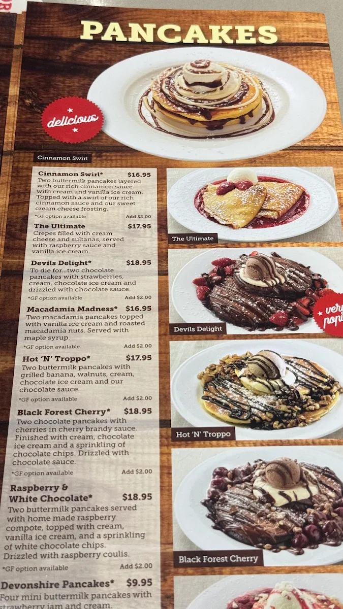 Menu, Pancakes on the Rocks Beverly Hills