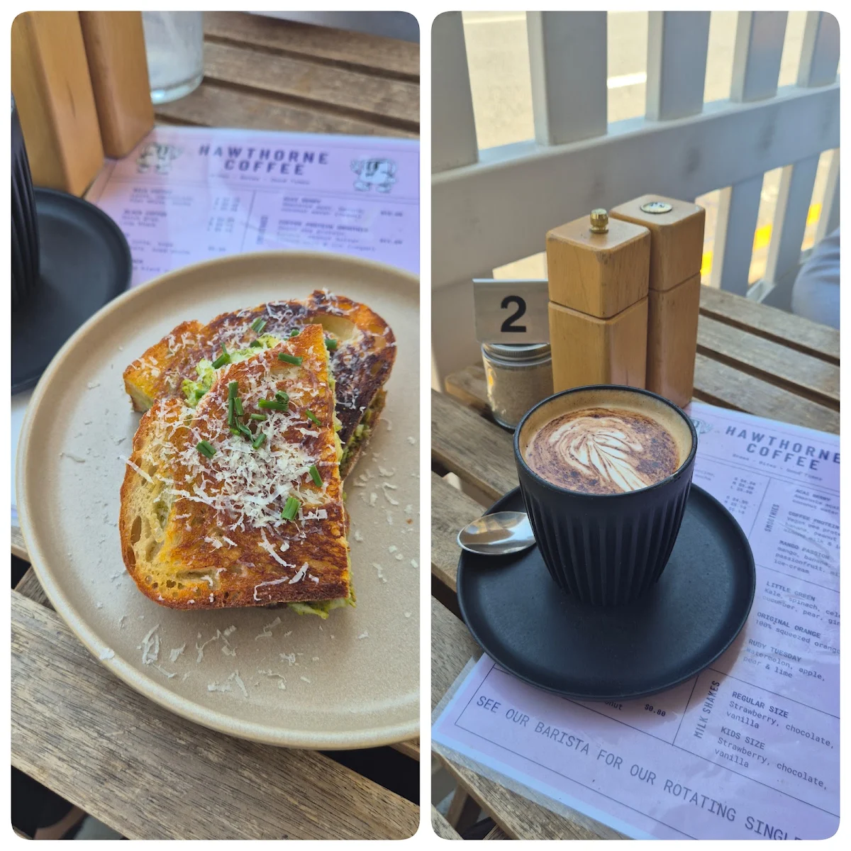 Menu, Hawthorne Coffee
