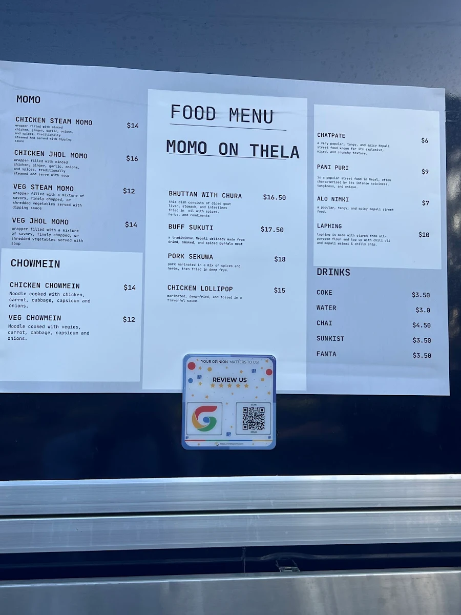 Menu, Momo on Thela