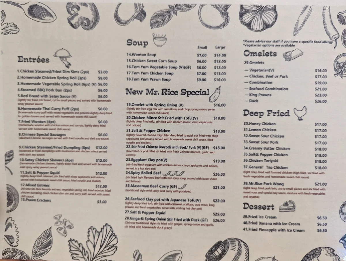 Menu, Mr. Rice