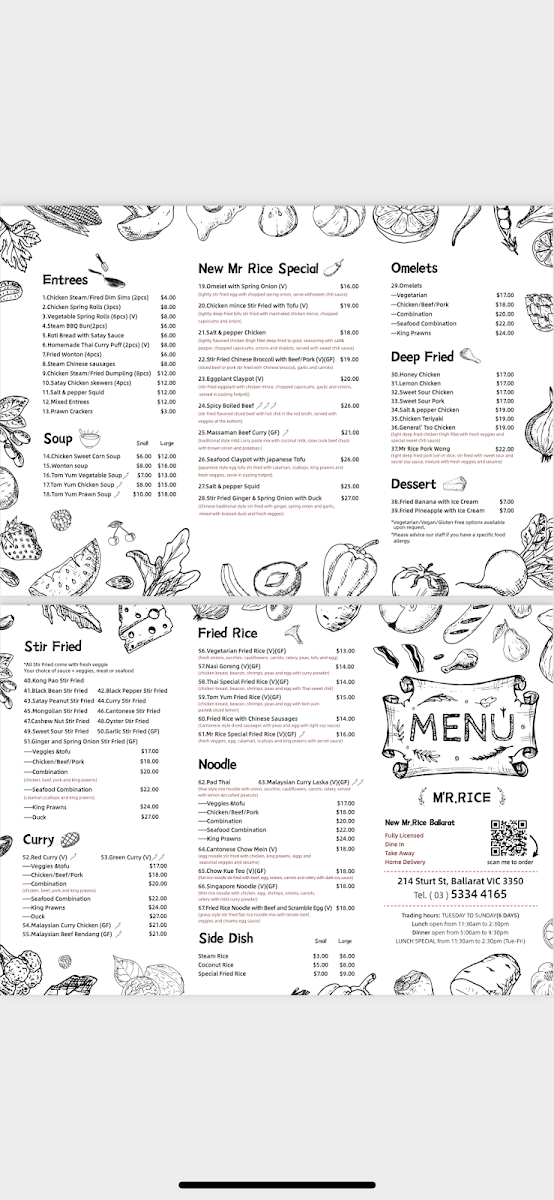 Menu, Mr. Rice