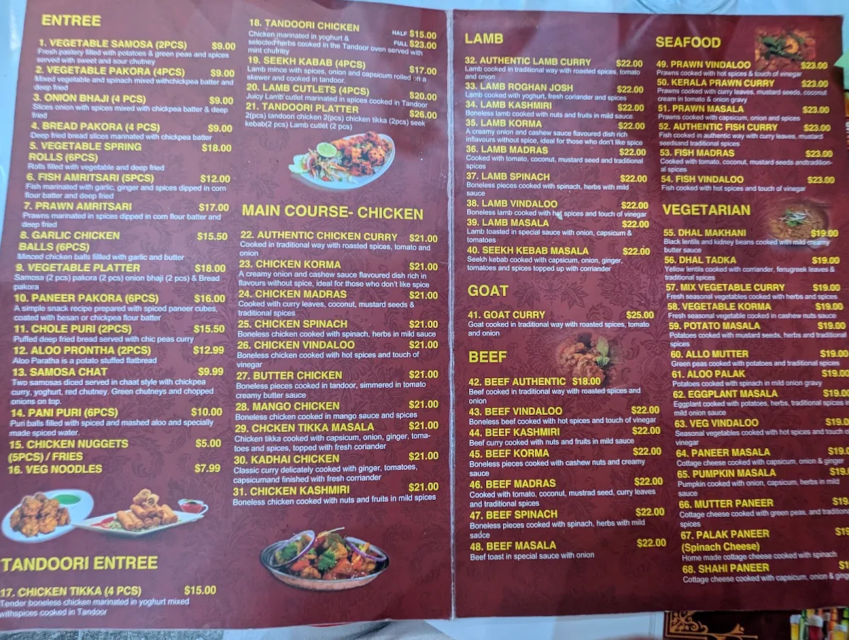 Menu, Desi Grill Bairnsdale