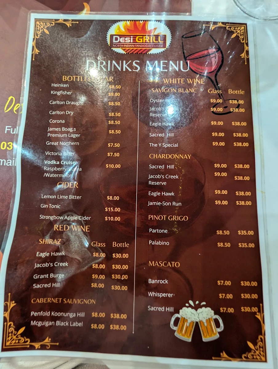 Menu, Desi Grill Bairnsdale