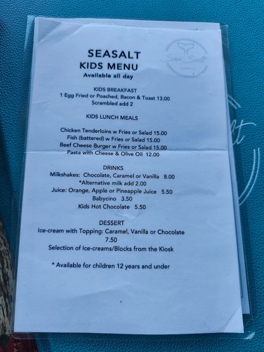 Menu, Seasalt Clovelly