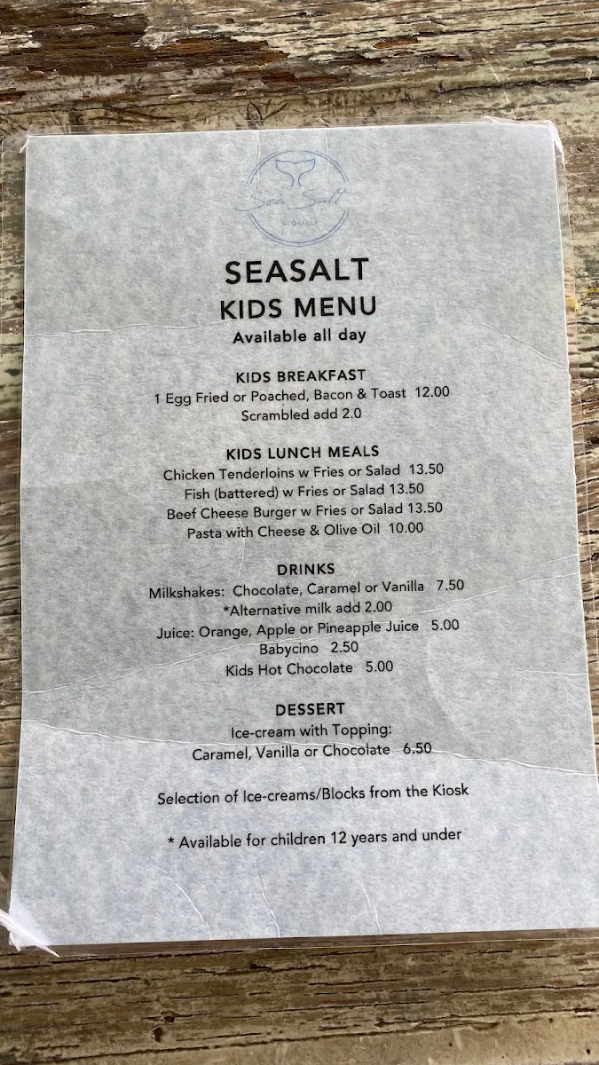 Menu, Seasalt Clovelly