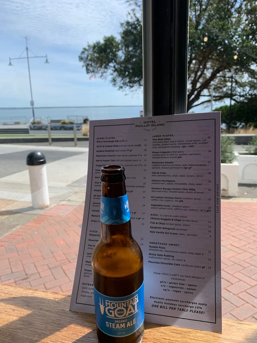 Menu, Hotel Phillip Island