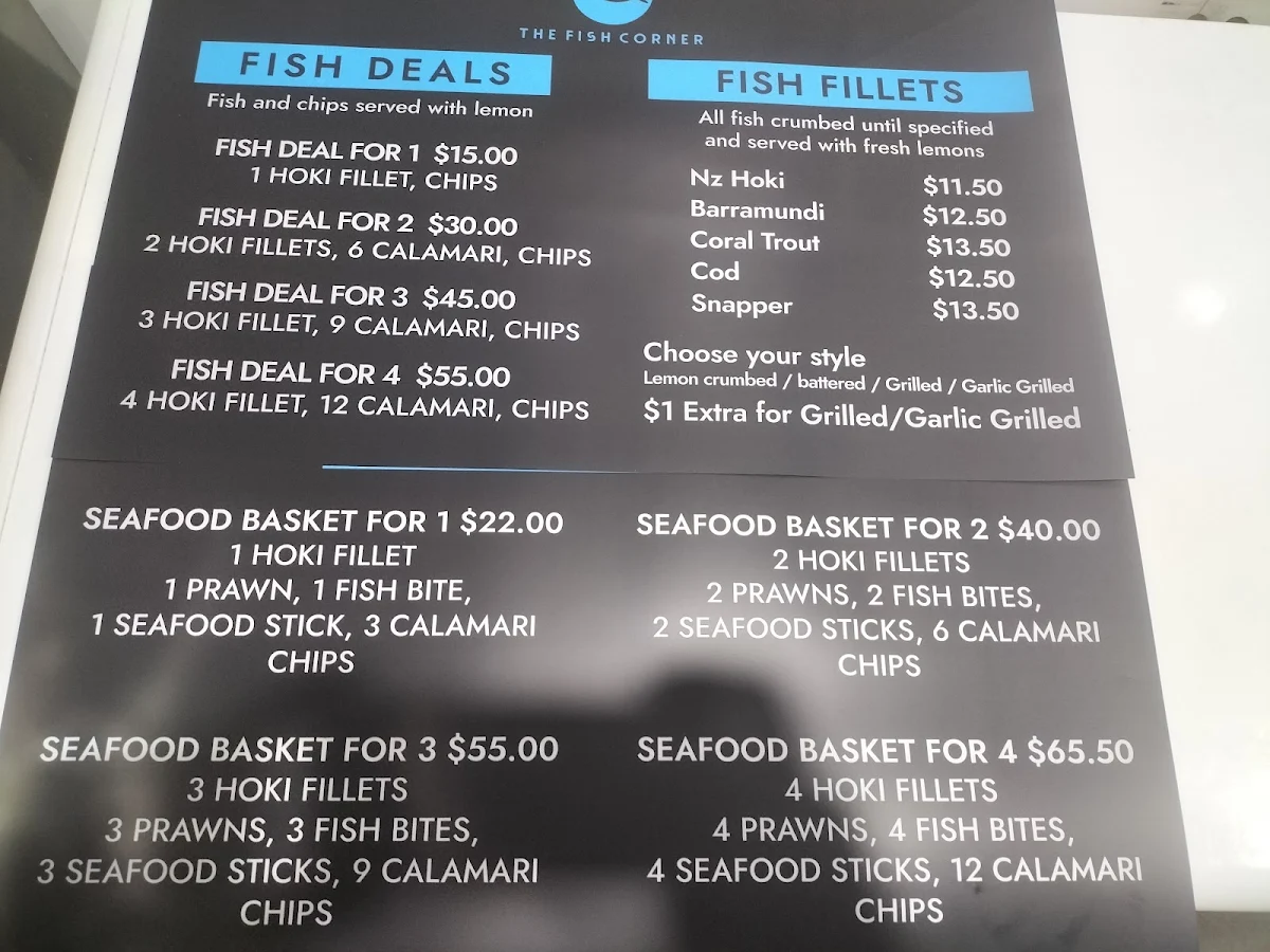 Menu, The Fish Corner