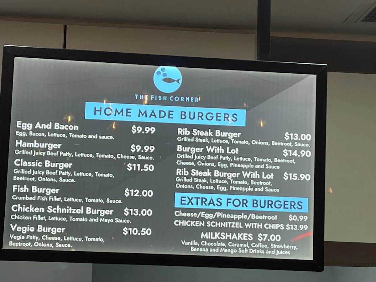 Menu, The Fish Corner