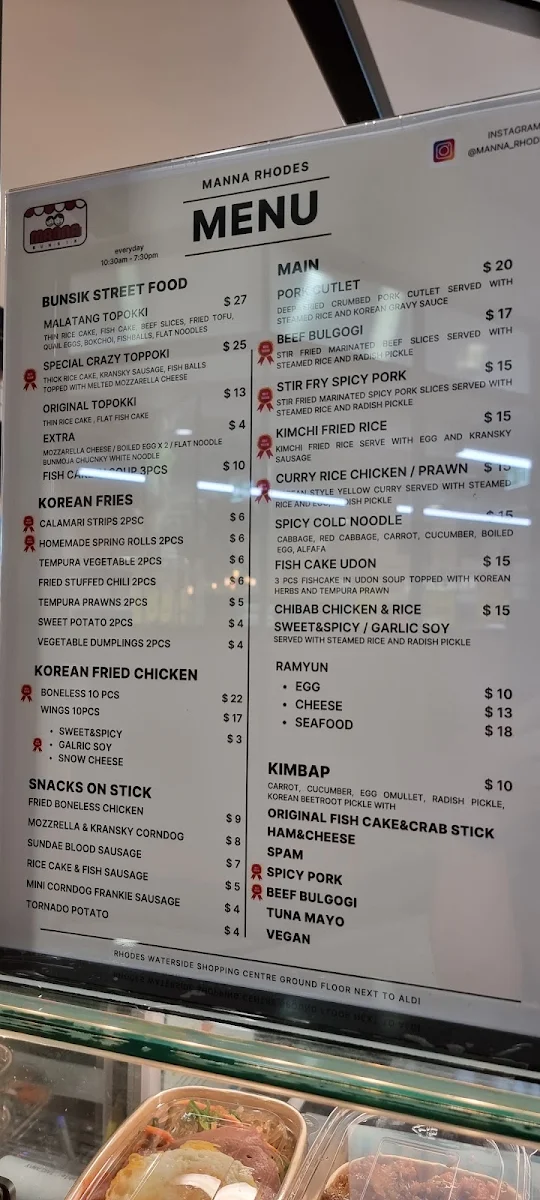 Menu, Manna