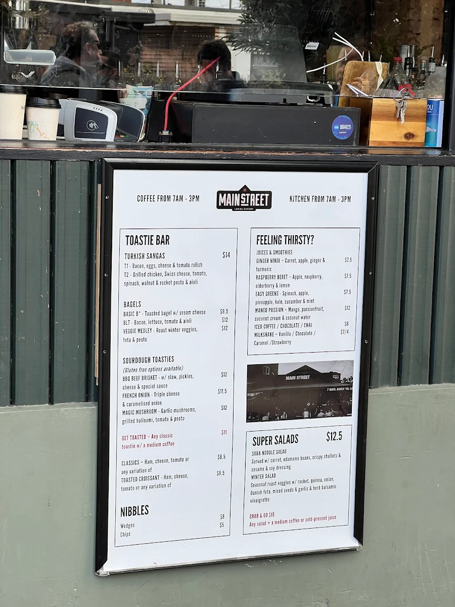 Menu, Main Street Cafe