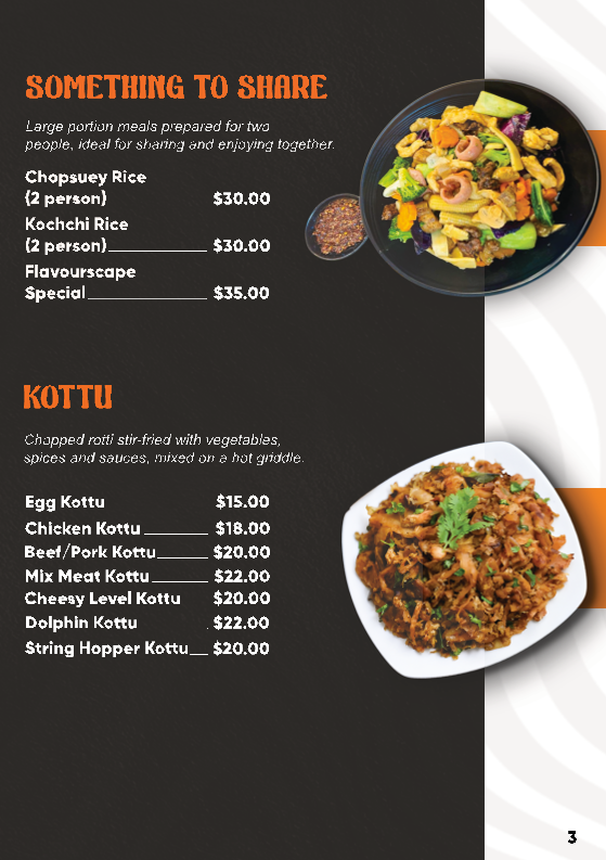 Menu, FlavourScape