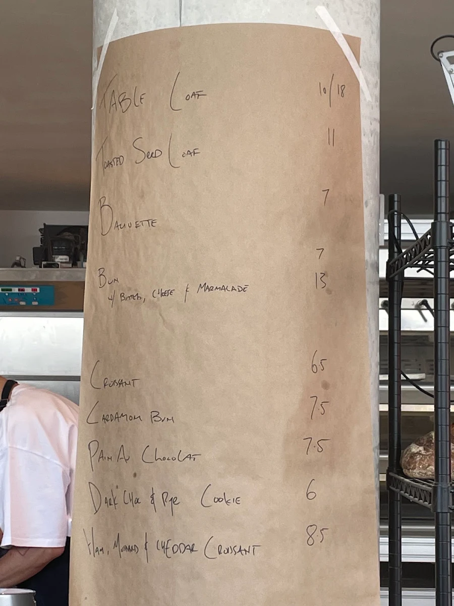 Menu, Iris The Bakery