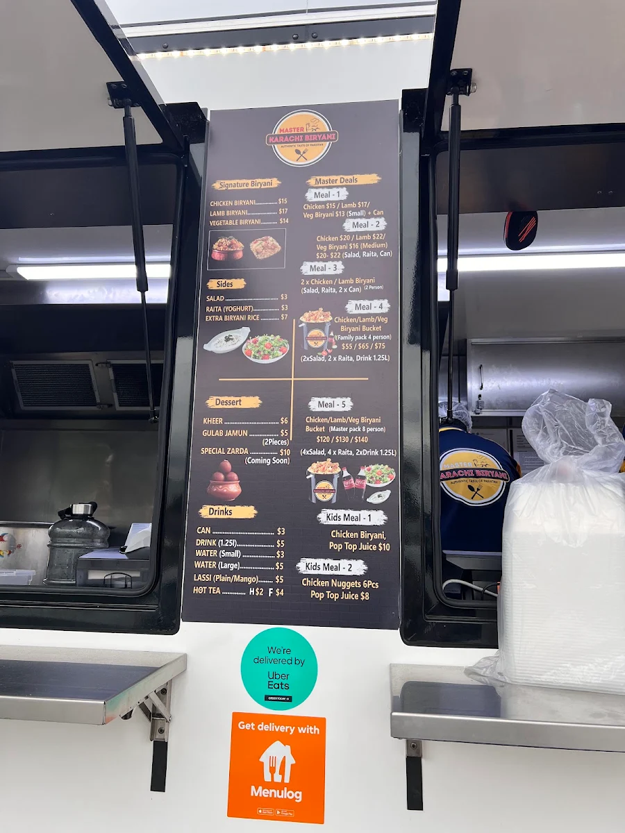 Menu, Master Karachi Biryani