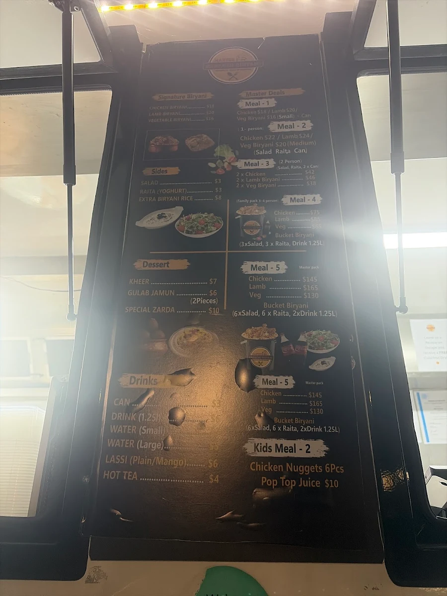 Menu, Master Karachi Biryani