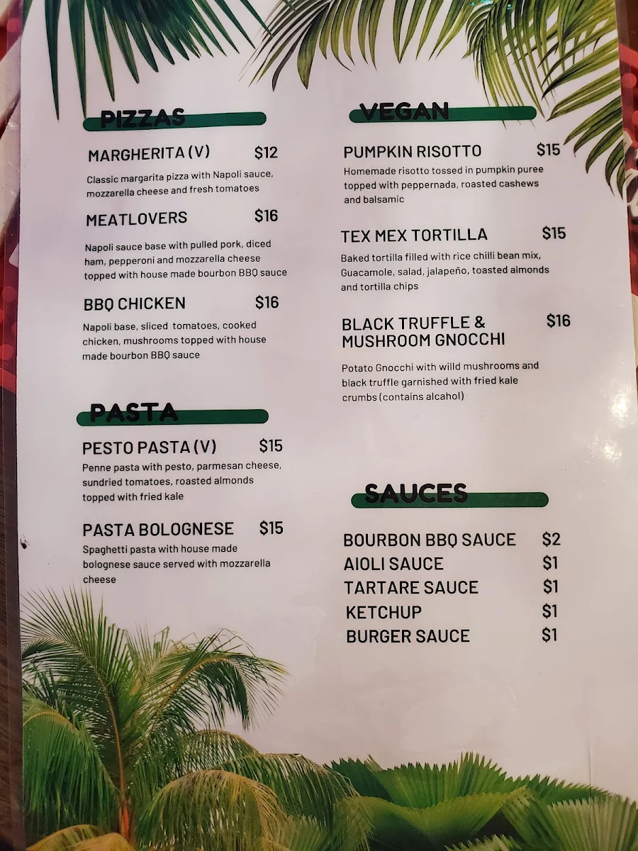 Menu, Summer Bar