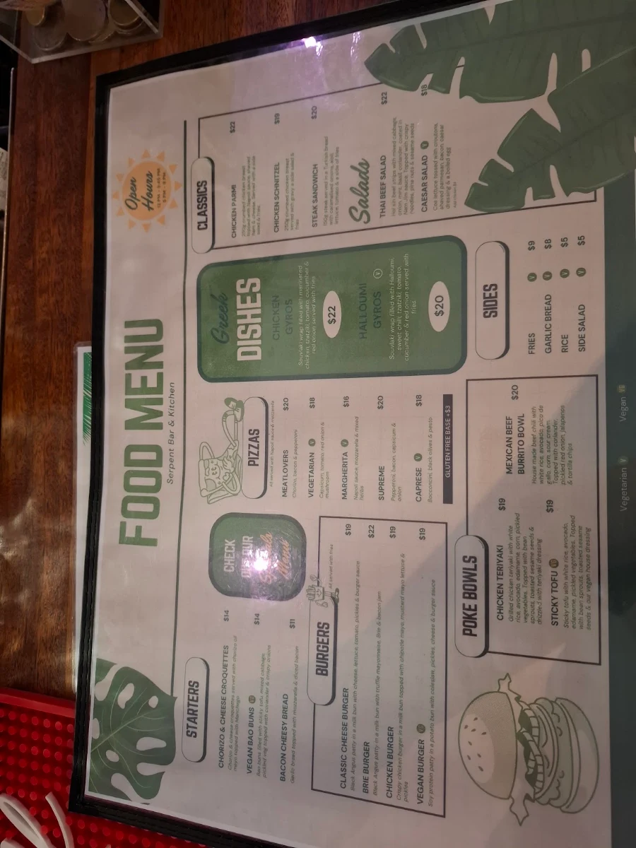 Menu, Summer Bar