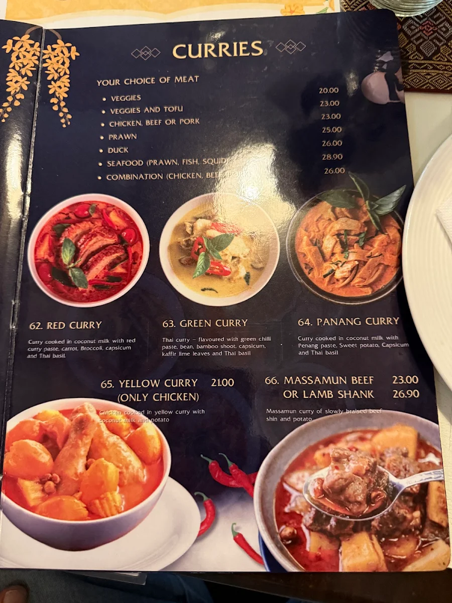 Menu, Buk Choy Thai Restaurant