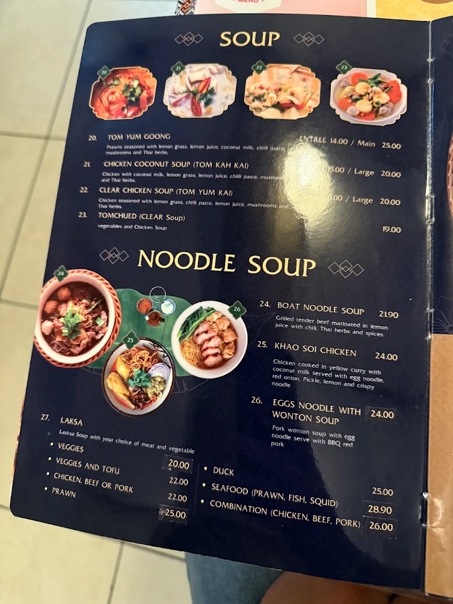 Menu, Buk Choy Thai Restaurant